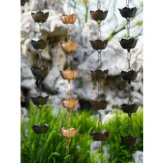 한옥 빗물받이 부처님 장식 펜션 하수구 구두 선홈통 배수 안뜰 연꽃 구리 카페 주택, 브론즈 빈티지 워싱 모조 구리 C 1m 5송이