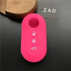 ZAD 실리콘 키 커버 케이스 세트 쉘 스킨 피아트 500 3 플립 원격 블랭크 포브 자동차 부품 액세서리 다채, 01 rose