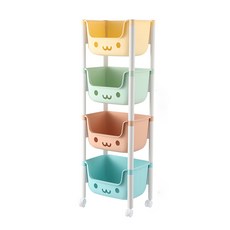 兒童玩具收納架 卡通造型多層分類滑輪收納箱, Multicolor combination, 1套