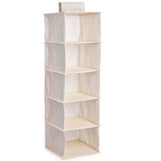 衣柜懸掛式布藝收納掛袋宿舍收納袋懸掛式衣物多層收納袋整理折疊宿舍收纳袋学生寢室收納居家收納宿舍收納盒掛籃宿舍置物, 米色五層