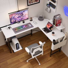 월로덴 L형 컴퓨터 책상 게이밍 책상 코너형 책상, 화이트