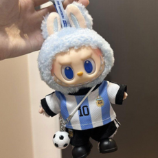월드컵 인형옷 부부 인형옷 C호 메시 축구 유니폼 세트 인형 호환, 1개, 파란 옷 + 바지