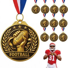 Mascotwish 10팩 메달 깃발 축구 금메달 트로피 어워드 넥 리본 포함, Mascotwish 10팩 메달 깃발 축구 금메달 트로