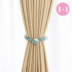 (1+1)하루네 우드 자석 매듭 타이백 커튼 홀더 후사고리 커텐끈 총2P 1셋트, 1개, 화이트