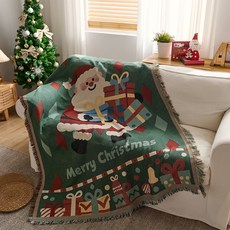 美式印花蓋毯 露營野餐墊 辦公午睡毯, 聖誕老人,180x130