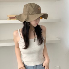 남녀공용 빅브림 아웃도어 햇 버킷 스타일 턱끈 고정형 통풍 여성 남성 아일렛 접이식 휴대 여행 캠핑 등산 트레킹 자외선 차단 모자 버킷햇, 올리브