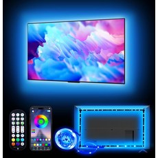 Daymeet TV LED 백라이트 TV용 9.8피트 모니터 RGB 라이트 스트립용 32-60인치 뒤 원격 음악 동기화 블루투스 APP 제어가 가능한 USB 전원 조명, Solid Colours, 13.1FT for 40"-65"TV, 1개