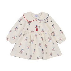 [압소바] @세일 프렌치한 감성의 베레모 쓴 강아지 전판나염 원피스 빅토아원피스 A2125191 NC순천점