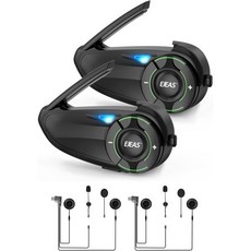 EJEAS Q8 2개 세트 오토바이 블루투스 헤드셋 업그레이드된 메시 3.0 인터콤 시스템 음악 공유 및 IP67 방수 6인 그룹 통화용, Q8-2