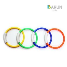 물놀이 수중 링 4개 세트 목욕장난감, 옐로우+그린+블루+오렌지