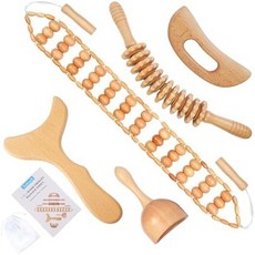 Xokocli 5-in-1 우드 테라피 마사지 도구 근육통 를 위한 림프 배액 마데로테라피아 키트 바디 조각 셰이핑, 5pcs