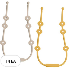 아이벨류 실리콘 멀티 스트랩 홀더 2종 세트, 노꼭지, 14세트, 샌드 + 머스타드