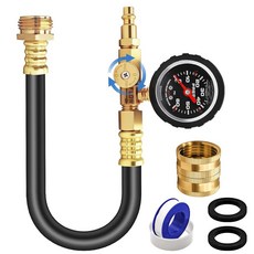 업그레이드된 RV 방한화 키트 43.2cm(17인치) 블로우 아웃 호스 어댑터 오일 압력 게이지 및 차단 밸브 포함 보트 윈터라이징 키트 캠퍼 RV 캠핑카 보트 정원, 업그레이드된 RV 방한화 키트, 43.2cm(17인치)