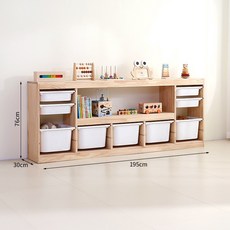 兒童書架 置物架 繪本架 大容量二合一組合儲物櫃 實木玩具收納櫃, 玩具櫃五排四層