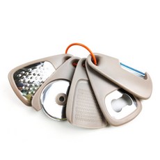 多功能五合一廚房小工具：便攜式削皮器、開瓶器、磨蒜器、介餅刀、芝士刨，一應俱全, 1個, 五件套