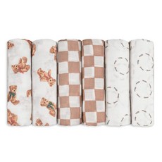 GLLQUEN BABY 유아용 담요 남아용 면 모슬린 포대기 담요 여아용 신생아 사각형 통기성 및 부드럽고 얇은 아기 담요 이중 흡수성 유아 포대기 랩 - 3팩 선 1333, 크리스마스 곰