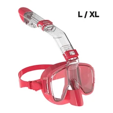 수중 스노클링 하프 페이스 마스크 세트 스쿠버 다이빙 호흡기 김서림 방지 안전 성인용, 06 Red L-XL