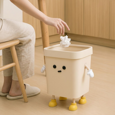 공간을 살리는 인테리어 쓰레기통 멍통이 12L 휴지통 10리터, 크림