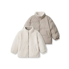 무신사 스탠다드 MUSINSA STANDARD KIDS 데일리 푸퍼 리버서블 플리스 숏 패딩 재킷 자켓 [더스티 베이지/크림] MKBJJBZ04-F6 370996