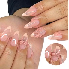 별오점 붙이는 웨딩 리본 인조 손톱 네일 아트 팁 press on nails, 1개, Z975