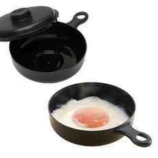 사나다 전자렌지 계란후라이 메이커 달걀후라이 반숙 완숙 계란찜 용기, 2개, 올블랙