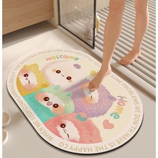 禮品方型橢圓硅藻泥浴室地墊衛生間門口吸水墊子衛浴腳墊贈品批發, 1個, 彩色小怪獸2號-橢圓