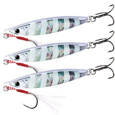 메탈지그 3개 100g 120g 세트 홀로그램 메탈 틴셀어시스트훅 트레블훅 포함 농어 삼치 우럭 볼락, 야광실버