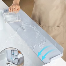 Flyaiku 흡착식 실리콘 주방 싱크대 물막이 워터펜스 70cm 배수구 디자인 방수 물튐방지 가드, 1개, 회색