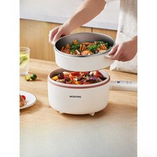 전기 냄비 후라이팬 찜기 전골 국 불 없이 요리 가능, 2L 스마트 + PP찜기