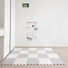 Soriana 10T 粉彩嬰幼兒拼圖地墊 2款 x 10片組, 淺灰色 + 象牙白, 1套