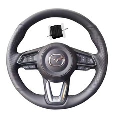 손바느질 블랙 자동차 핸들 커버 Mazda MZDAKSL-02용_135570, 손바느질 블랙 자동차 핸들 커버, Mazda MZDAK