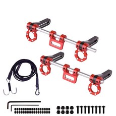 2피스 알루미늄 조절 가능한 1/10 RC 범퍼 크롤러 범퍼 페어리드 D링 견인 스트랩 견인 후크 스트랩 1/10 RC 크롤러 TRX4 SCX10 Gspeed 파워 왜건 바디용, 레드