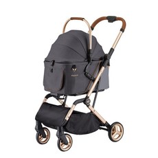 哈吉咪 卡普奇－旅行者【P3】寵物推車 一鍵帶籃收車 可分離寵物籃 台鐵高鐵捷運可用 歐盟安全認證, 特別版-黑曜岩, 1個