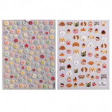 엠보싱 네일 아트 3D 단추 강아지 스티커, 1개, 혼합S3101(단추)+혼합S3102(강아지)
