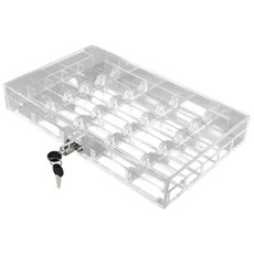 壓克力製帶鎖籌碼盒 500碼/600碼 麻將撲克牌遊戲專用 含蓋透明籌碼收納盒, 透明, 1個