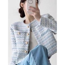 夾克外套女小香風短外套女秋冬新款法式顯瘦圓領百搭名媛風珍珠扣初秋上衣棒球夾克外套防風外套運動外套通勤外套装運動高級感套