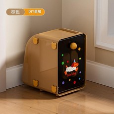 家用鞋子收納櫃 單層, 棕色 不含水晶標, 1套