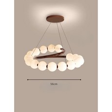 華燈惠 輕奢中古圓形串燈吊燈 甜甜圈造型 北歐簡約 咖啡廳 民宿裝飾, 【胡桃色】直徑56CM