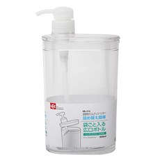 엘이씨 LEC 일본 슬림 디스펜서 850ml 공간 절약 샴푸통 세제 소분, 1개, 투명 화이트