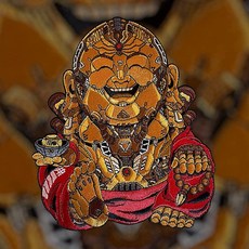 15.2cm(6인치) Future Buddism 메카 봇 사이버펑크 해피 부처 자수 패치