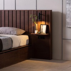 삼익가구 메종 프리미엄 빅수납 호텔 침대 SS Q K, 브라운, 추가구매. LED 프리미엄 사이드 협탁