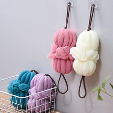 이사 준비 고급 플라워 펌프 킨 샤워 볼 길쭉해지는 편리한 퍼프 슬링 버블 집들이 선물 원룸 꾸미기 추천, 플라워샤워볼 핑크, 1개