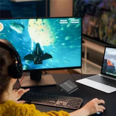 AC56-USB C 호환 + DP 분배기 8K MST 디스플레이 포트 듀얼 모니터 확장용 유형, 01 Black