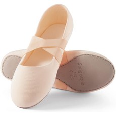 여성용 산지슨 발레 슈즈가죽 풀 솔 아치 지지대 통기성 재즈 슈즈 발레리나 초보자를 위한 댄스
