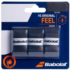 Babolat VS ORIGINAL FEEL 握把布，3入裝，黑色，乾爽觸感, 黑藍, 詳見包裝