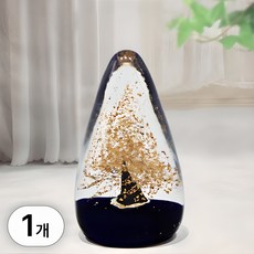 투데이리빙 유리 공예 금전수 황금 나무 인테리어 장식 소품 미니 돈나무 투명 오브제 기념품 공예품 모형, R99150B, 1개, 골드