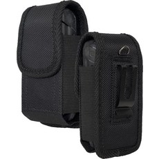 Nakedcellphone Siyata SD7 PTT 라디오/Sonim XP3plus 5G X320 플립 폰용 파우치 견고한 캔버스 수직 홀스터 홀더 케이스 금속 클립 및 보안