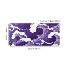 보라색과 흰색의 바다 무늬 게이밍 마우스 패드 2mm 미끄럼 방지 바느질 처리된 측면 긴 키보드 사무실 매, 05 300x600x2mm, 01 3