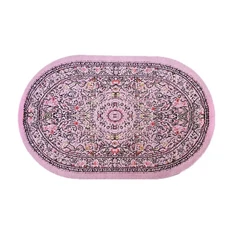 112 스케일 인형 집 카펫 놀이 장식 바닥 깔개 꽃 패턴 매트 액세서리, 1세트, pink-oval
