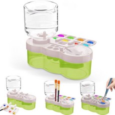 해외 JEChrochen 2025 업그레이드 페인트 브러시 클리너 도구 린서 컵 페인팅 흐르는 물 순환 미술 용품 아크릴 수채화 및 수성 창의적인 선물 성인 아티스트 초보자 아, 화이트 그린.